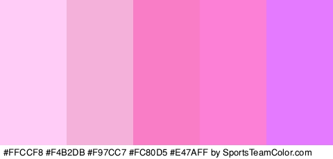 #FFCCF8 #F4B2DB #F97CC7 #FC80D5 #E47AFF Colors