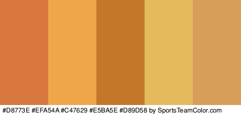 #D8773E #EFA54A #C47629 #E5BA5E #D89D58 Colors