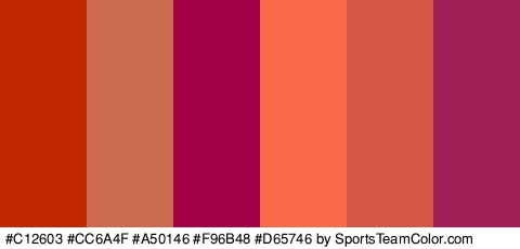 #C12603 #CC6A4F #A50146 #F96B48 #D65746 #A32057 Colors