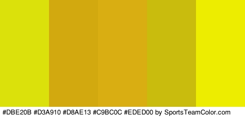 #DBE20B #D3A910 #D8AE13 #C9BC0C #EDED00 Colors