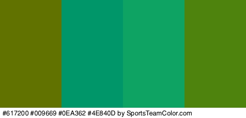 #617200 #009669 #0EA362 #4E840D Colors