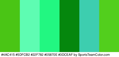 #4AC415 #5DFCB2 #22F782 #05870E #3DCEAF #52CE1C Colors