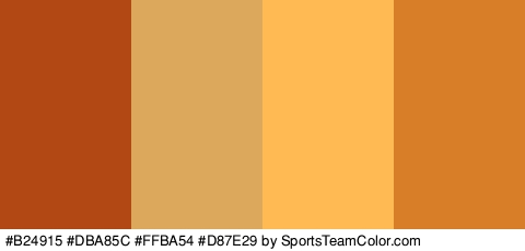 #B24915 #DBA85C #FFBA54 #D87E29 Colors