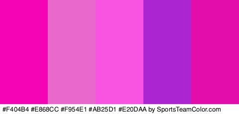 #F404B4 #E868CC #F954E1 #AB25D1 #E20DAA Colors