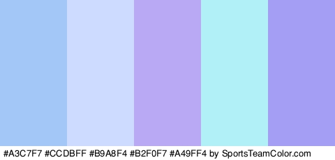 #A3C7F7 #CCDBFF #B9A8F4 #B2F0F7 #A49FF4 Colors