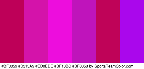 #BF0059 #D313A9 #ED0EDE #BF13BC #BF0358 #AB07ED Colors