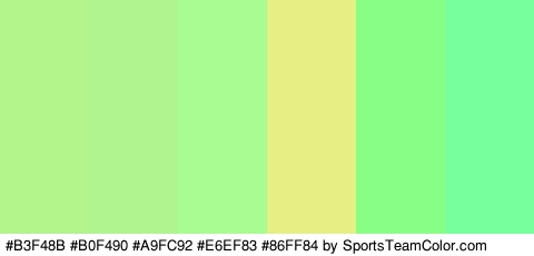 #B3F48B #B0F490 #A9FC92 #E6EF83 #86FF84 #77FF9E Colors