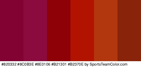 #820332 #8C0B3E #8E0106 #B21301 #B2370E #89240B Colors