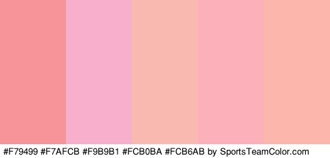 #F79499 #F7AFCB #F9B9B1 #FCB0BA #FCB6AB Colors