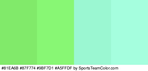 #81EA6B #87F774 #9BF7D1 #A5FFDF Colors