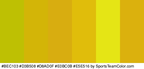 #BEC103 #D3B508 #D8AD0F #E0BC0B #E5E516 #DBB20D Colors