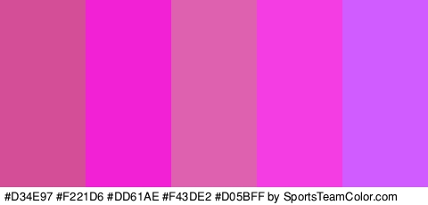 #D34E97 #F221D6 #DD61AE #F43DE2 #D05BFF Colors