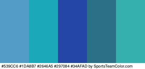 #539CC6 #1DA8B7 #2646A5 #297084 #34AFAD Colors