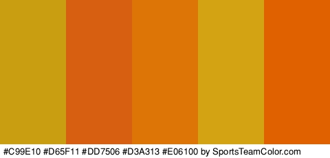 #C99E10 #D65F11 #DD7506 #D3A313 #E06100 Colors