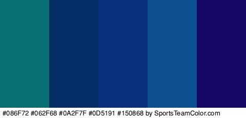 #086F72 #062F68 #0A2F7F #0D5191 #150868 Colors