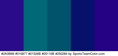 #2A0B89 #016877 #01526B #05116B #250284 Colors