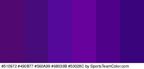 #510972 #490B77 #560A99 #68039B #50028C #3A047C Colors