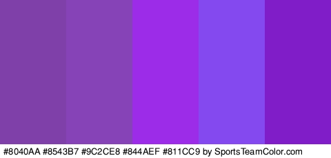 #8040AA #8543B7 #9C2CE8 #844AEF #811CC9 Colors