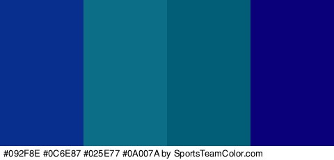 #092F8E #0C6E87 #025E77 #0A007A Colors