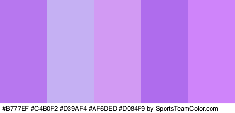 #B777EF #C4B0F2 #D39AF4 #AF6DED #D084F9 Colors