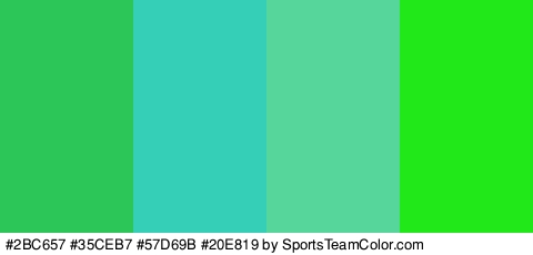 #2BC657 #35CEB7 #57D69B #20E819 Colors