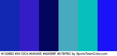 #1028B2 #341DC6 #04065E #46ABBF #07BFBC #1B13F7 Colors