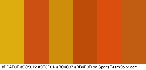 #DDAD0F #CC5012 #CE8D0A #BC4C07 #DB4E0D #C15C13 Colors