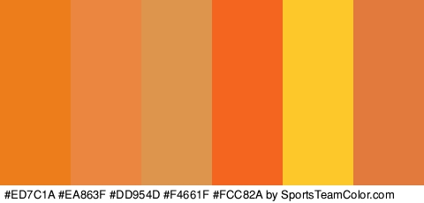 #ED7C1A #EA863F #DD954D #F4661F #FCC82A #E27A3D Colors