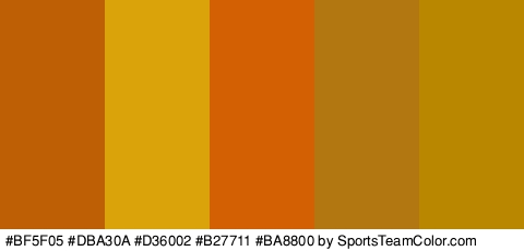 #BF5F05 #DBA30A #D36002 #B27711 #BA8800 Colors