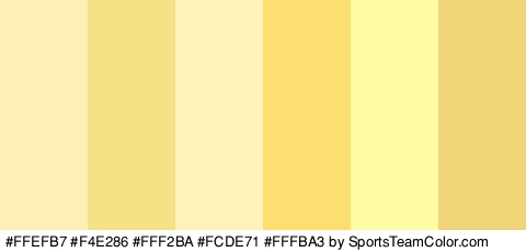 #FFEFB7 #F4E286 #FFF2BA #FCDE71 #FFFBA3 #EFD577 Colors