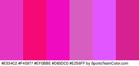 #E534C2 #F40977 #EF0BBE #D85DC0 #E256FF #D62291 Colors