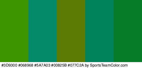 #3D9300 #068968 #5A7A03 #00825B #077C2A Colors