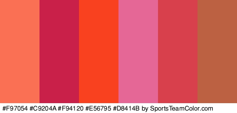 #F97054 #C9204A #F94120 #E56795 #D8414B #BC6243 Colors