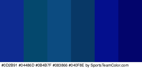 #0D2B91 #04486D #0B4B7F #083866 #040F8E #03056D Colors