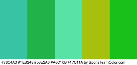 #36C4A3 #1EB248 #56E2A3 #A6C10B #17C11A Colors