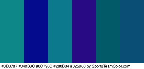 #0D8787 #040B8C #0C798C #280B84 #025968 #0B4E75 Colors