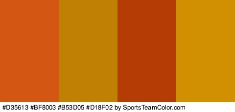 #D35613 #BF8003 #B53D05 #D18F02 Colors