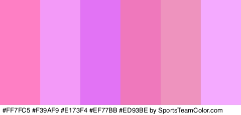 #FF7FC5 #F39AF9 #E173F4 #EF77BB #ED93BE #F3AAFF Colors