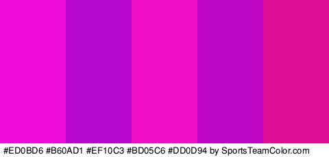 #ED0BD6 #B60AD1 #EF10C3 #BD05C6 #DD0D94 Colors