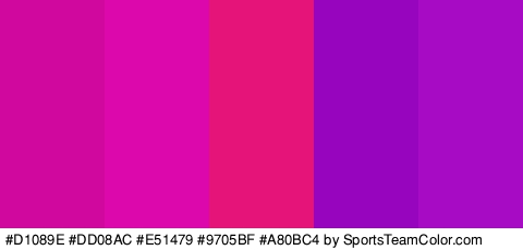 #D1089E #DD08AC #E51479 #9705BF #A80BC4 Colors