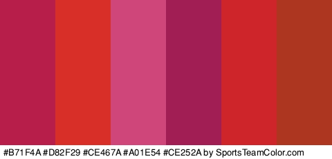 #B71F4A #D82F29 #CE467A #A01E54 #CE252A #AD3620 Colors