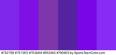 #7E27E8 #7E10E5 #7E36AA #5523A0 #7906E5 #862CF4 Colors