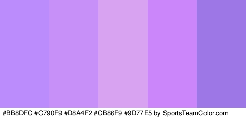 #BB8DFC #C790F9 #D8A4F2 #CB86F9 #9D77E5 Colors