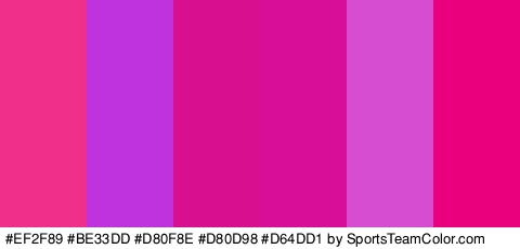 #EF2F89 #BE33DD #D80F8E #D80D98 #D64DD1 #EA007D Colors