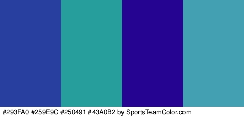 #293FA0 #259E9C #250491 #43A0B2 Colors