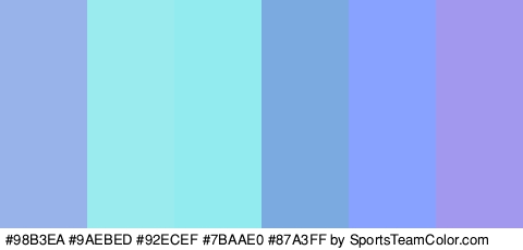 #98B3EA #9AEBED #92ECEF #7BAAE0 #87A3FF #A299EF Colors