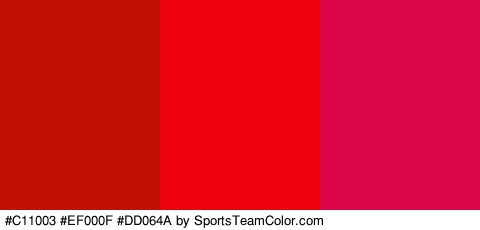 #C11003 #EF000F #DD064A Colors