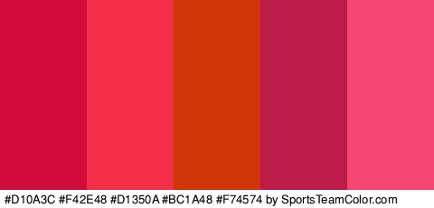 #D10A3C #F42E48 #D1350A #BC1A48 #F74574 Colors