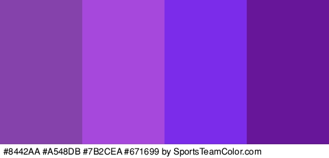 #8442AA #A548DB #7B2CEA #671699 Colors