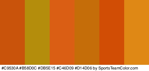 #C9530A #B58D0C #DB5E15 #C46D09 #D14D06 #E08816 Colors